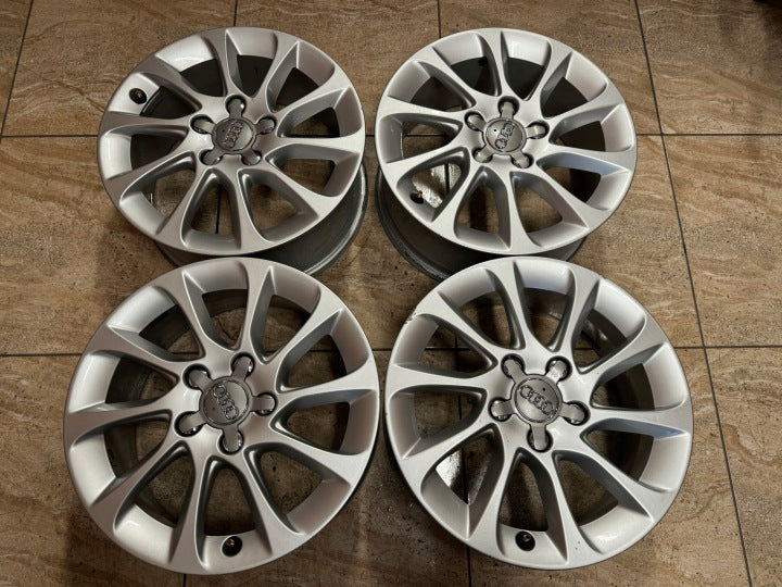 4x Alufelge 16 Zoll 6.5" 5x112 46ET Glanz Silber Audi Rim Wheel FEL4195291333xx