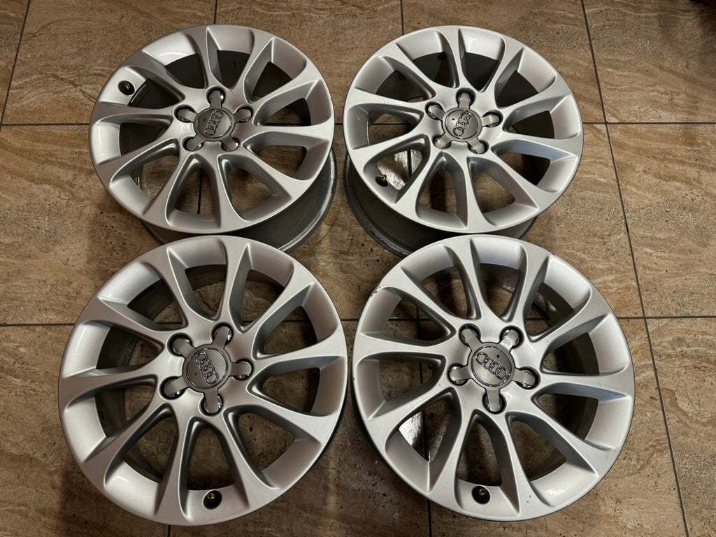 4x Alufelge 16 Zoll 6.5" 5x112 46ET Glanz Silber Audi Rim Wheel FEL4195291333xx
