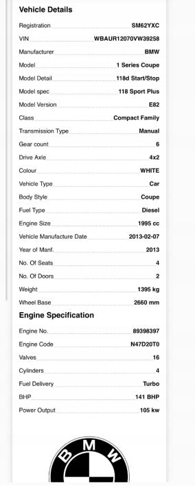 Motor BMW N47D20T0 11002157055 2.0 143PS 105kW 145TKm 2012 Diesel Komplett MOT6181678854ke