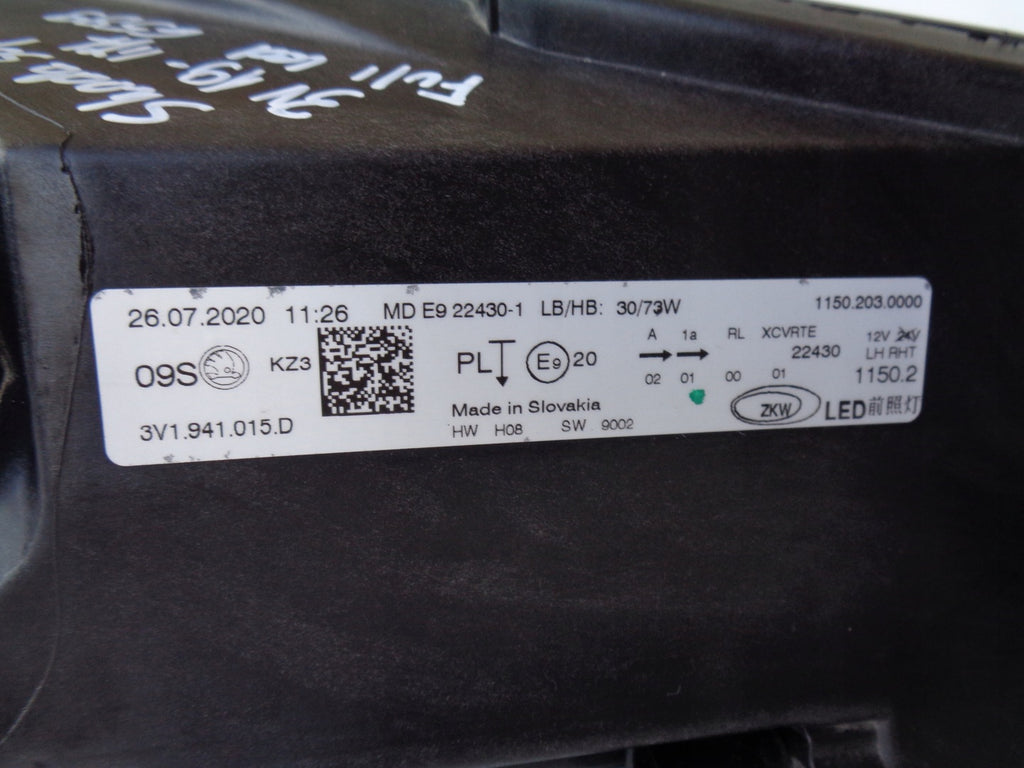 Frontscheinwerfer Skoda Superb III 3V1941015D Full LED Links Headlight