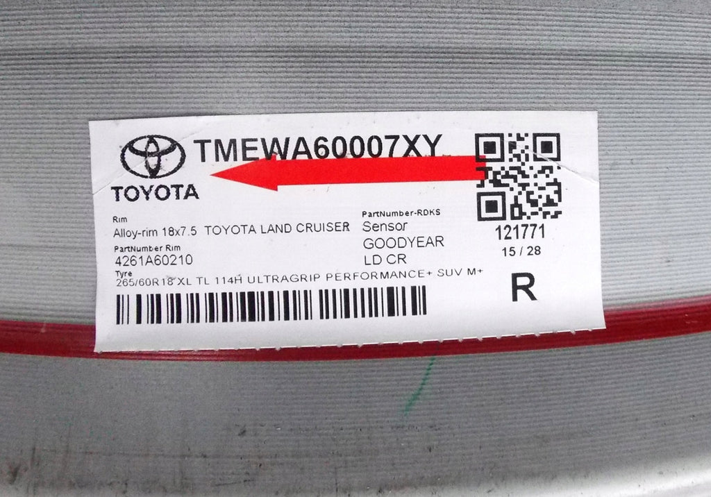 1x Alufelge 18 Zoll 7.5" 6x139.7 25ET 4261A-60210 Toyota Land Cruiser Rim Wheel FEL4541541250np