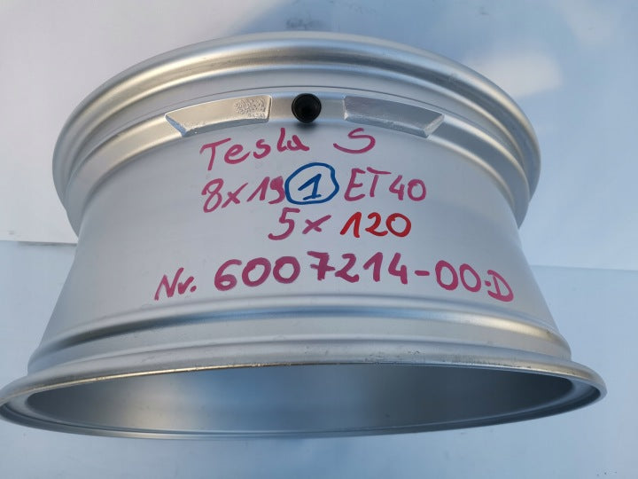1x Alufelge 19 Zoll 8.0" 5x120 40ET Glanz Silber 6007214-00-D Tesla S Rim Wheel FEL9426157081uz