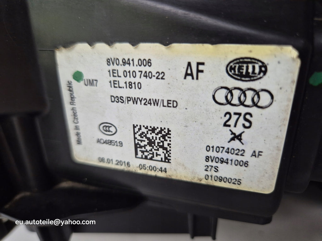 Frontscheinwerfer Audi A3 8V0941006 Xenon Rechts Scheinwerfer Headlight