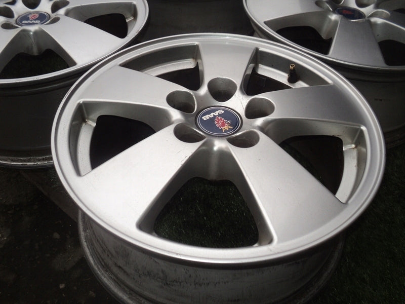 4x Alufelge 16 Zoll 6.5" 5x110 49ET Glanz Weiß Saab I Rim Wheel FEL6777383065hk