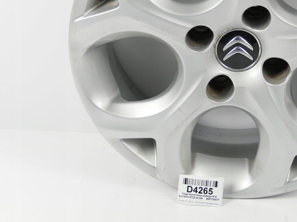 1x Alufelge 16 Zoll 6.0" 4x108 22ET 9687753077 Citroën C3 Ii Rim Wheel FEL8567731824do