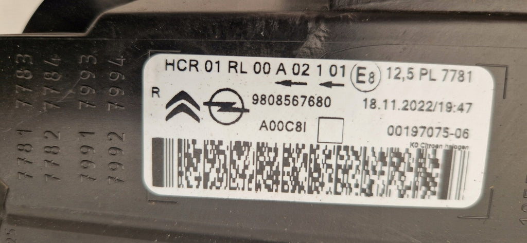 Frontscheinwerfer Opel Zafira C Vivaro 9808567680 9808567780 Rechts oder Links