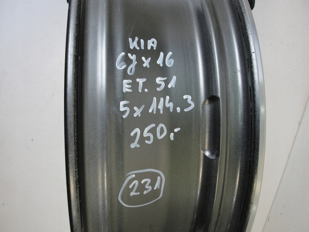 1x Alufelge 16 Zoll 6.0" 5x114.3 51ET 13259247 Kia Rim Wheel FEL5415868085wh