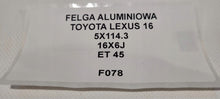 Laden Sie das Bild in den Galerie-Viewer, 1x Alufelge 16 Zoll 6.0" 5x114.3 45ET Lexus Rim Wheel FEL8627829047yp
