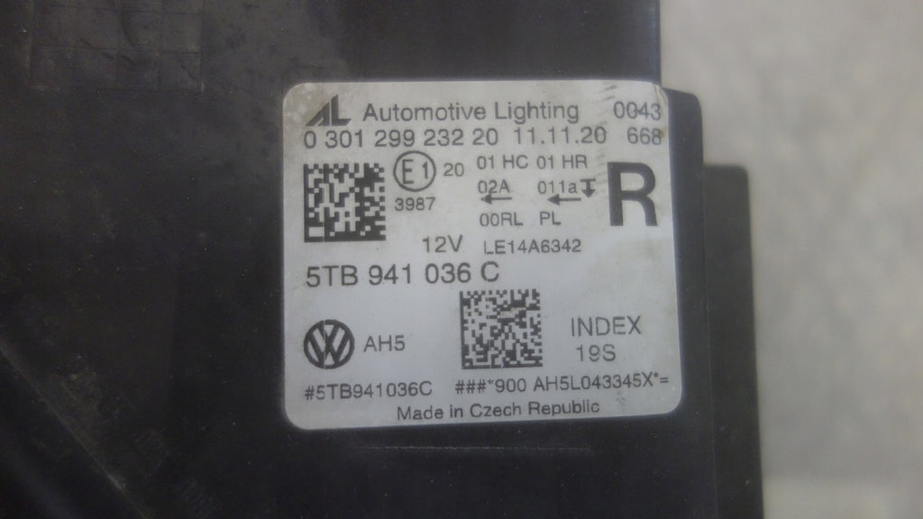 Frontscheinwerfer VW Touran 5TB941036C LED Rechts Scheinwerfer Headlight
