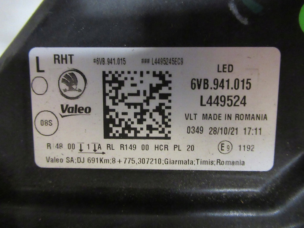 Frontscheinwerfer Skoda Fabia 6VB941015 LED Links Scheinwerfer Headlight