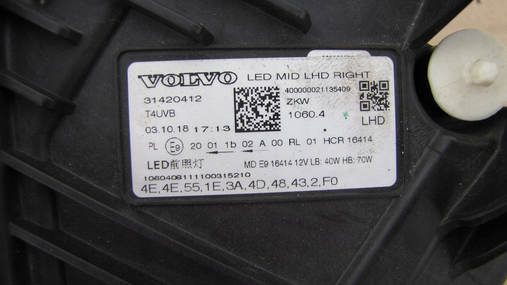 Frontscheinwerfer Volvo Xc60 II 31420412 LED Rechts Scheinwerfer Headlight SCH3793127910ou