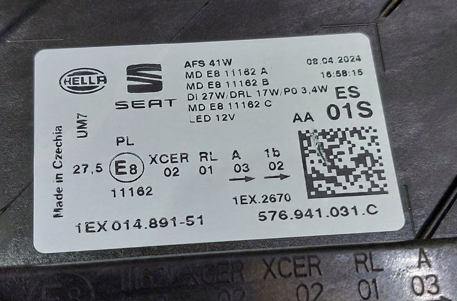 Frontscheinwerfer Seat Ateca 1EX014891 LED Links Scheinwerfer Headlight