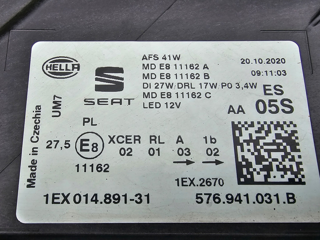 Frontscheinwerfer Seat Ateca 576941031B Full LED Links Scheinwerfer Headlight