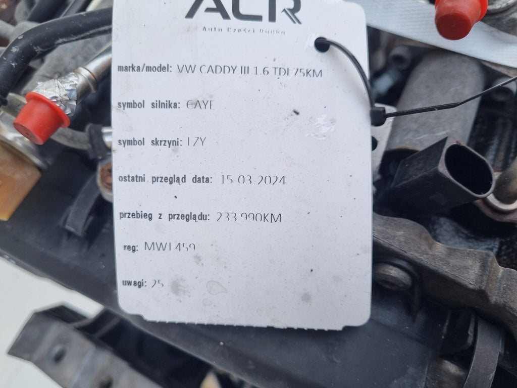 Motor VW Caddy III CAYE 1.6 TDI 75PS 55kW 233TKm 2003 Diesel Engine Komplett