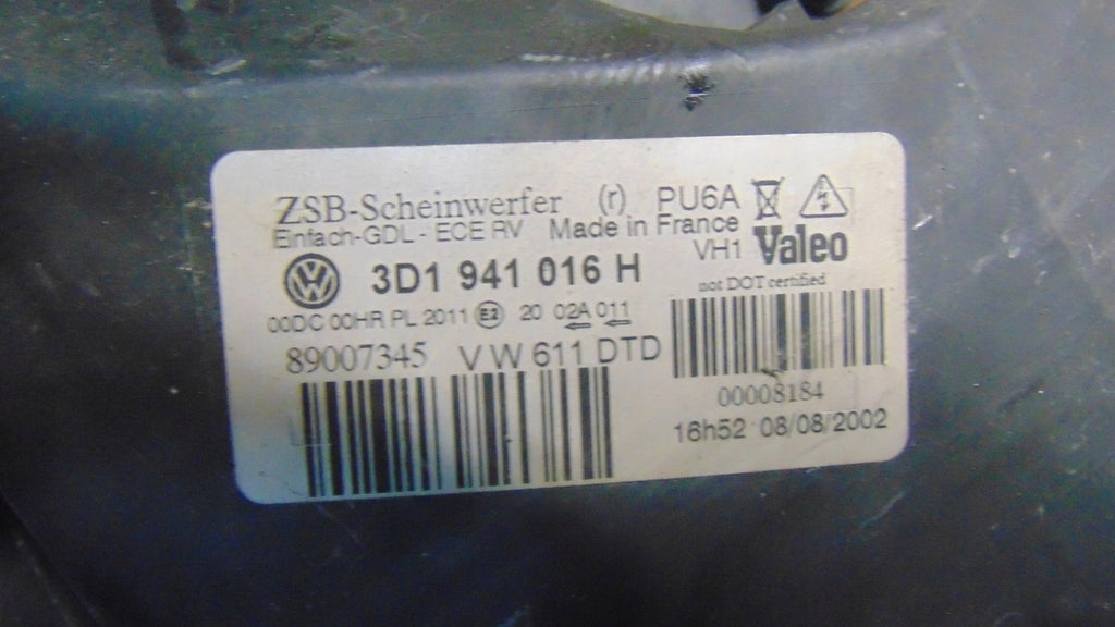 Frontscheinwerfer 3D1941016H Xenon Rechts Scheinwerfer Headlight