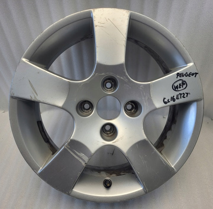 1x Alufelge 16 Zoll 6.0" 4x108 27ET Glanz Silber 9686100080 Peugeot Rim Wheel FEL8759491439hb