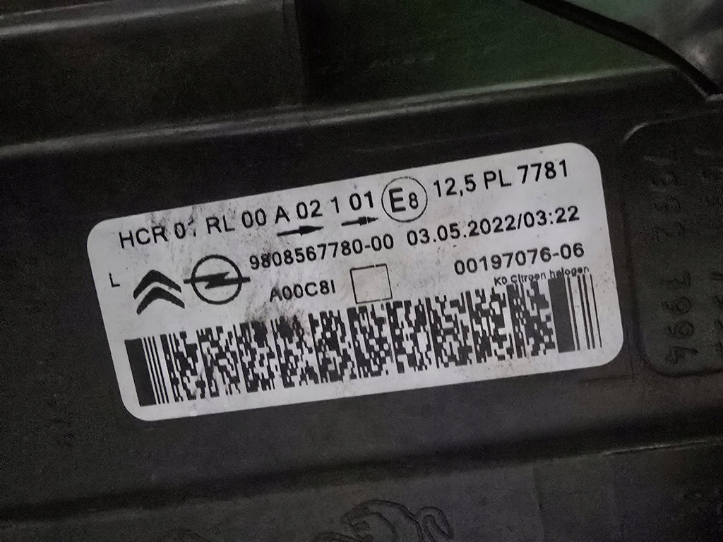 Frontscheinwerfer Citroën Jumpy 9808567780 Ein Satz Scheinwerfer Headlight