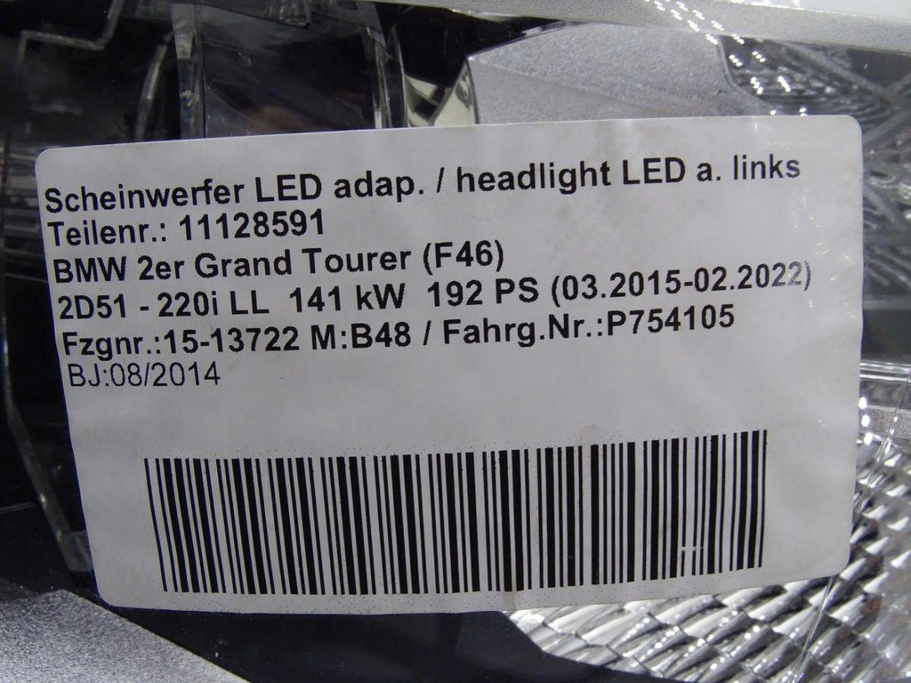 Frontscheinwerfer BMW 2 Tourer Gran F46 7409109 030129023104 LED Links Headlight SCH8702599965es