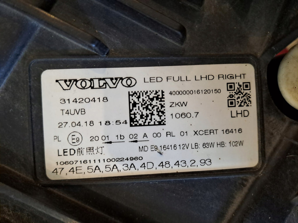 Frontscheinwerfer Volvo Xc60 31420418 LED Rechts Scheinwerfer Headlight SCH3150648982mo