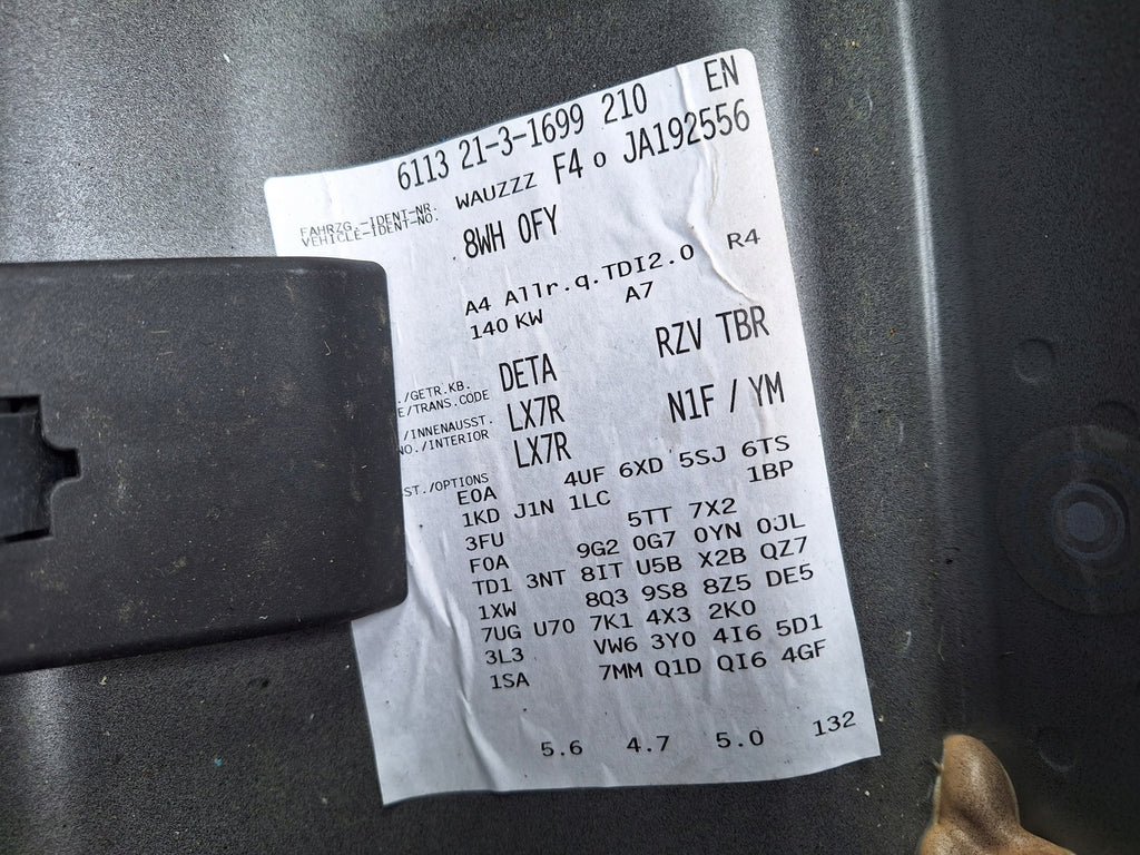 Motor Audi A4 B9 DETA 2.0 TDI 190PS 140kW 2007 Diesel Engine Unkomplett