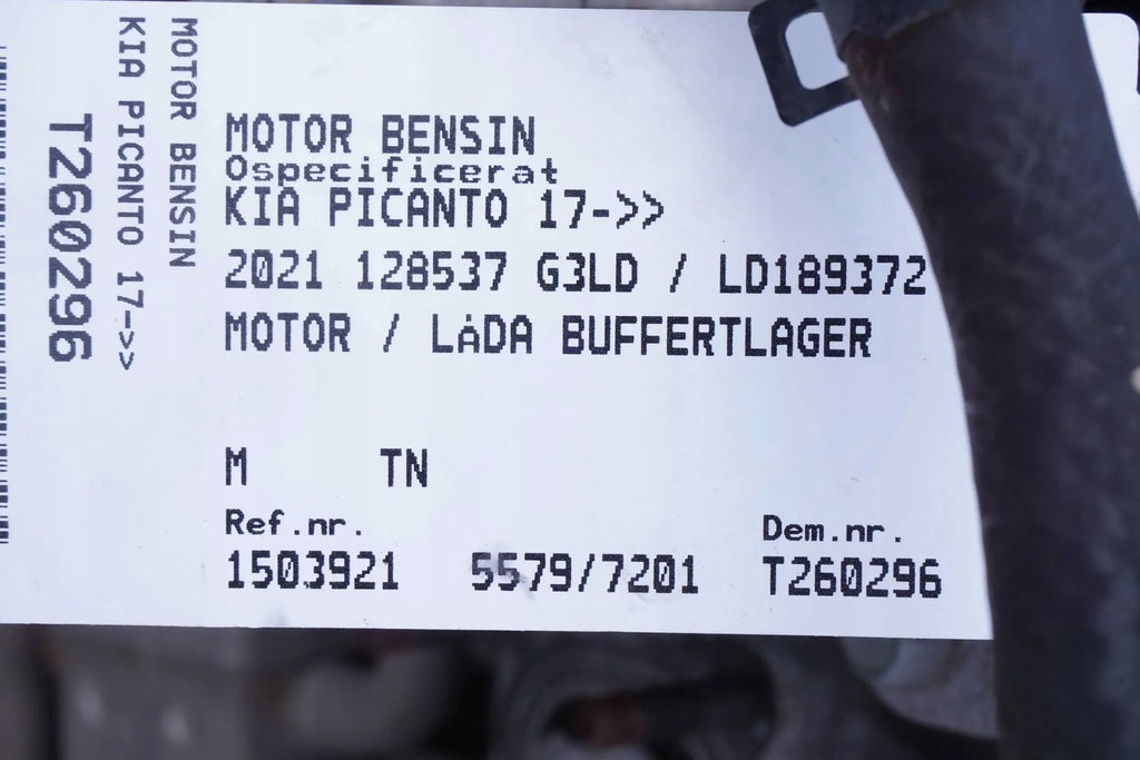 Motor Kia Picanto G3LD 1.0 MPI 2021 Benzin Engine Unkomplett