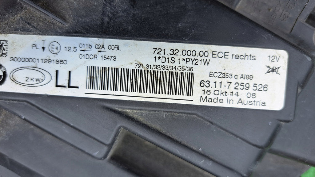 Frontscheinwerfer BMW 3 F30 F31 7259526 Xenon Rechts Scheinwerfer Headlight SCH6351060932yf