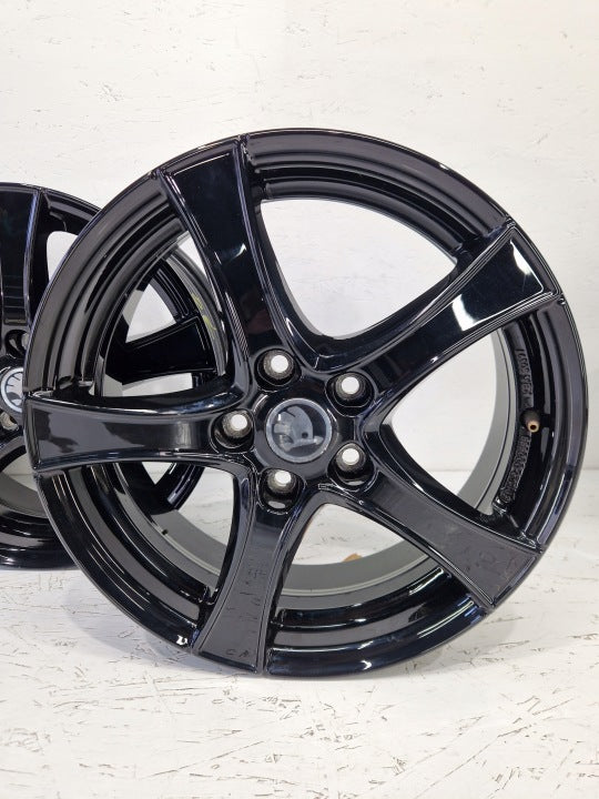 4x Alufelge 17 Zoll 6.0" 5x112 48ET Glanz Schwarz KBA50397 Skoda I Rim Wheel FEL4066000880qc