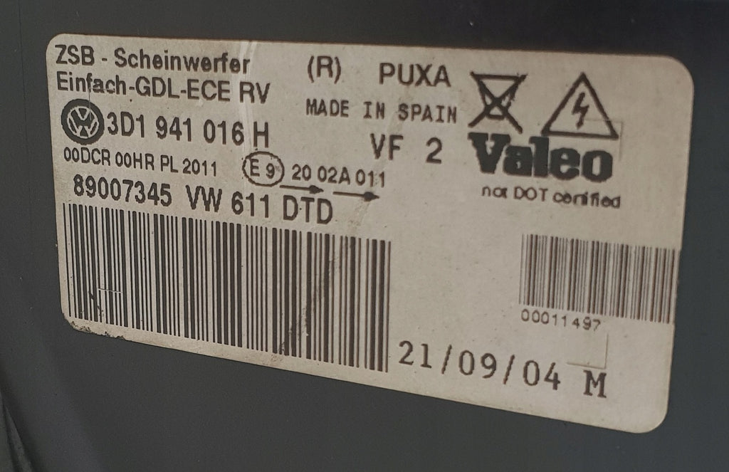 Frontscheinwerfer VW Phaeton 89007345 Xenon Rechts Scheinwerfer Headlight