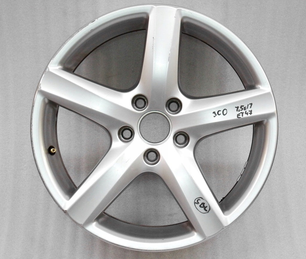 1x Alufelge 17 Zoll 7.5" 5x112 47ET Glanz Silber 3C0601025S VW Passat Rim Wheel FEL1076301011xj