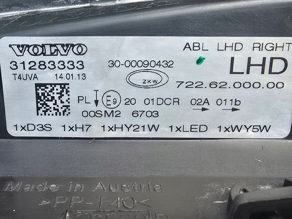 Frontscheinwerfer Volvo V40 31283333 Xenon Rechts Scheinwerfer Headlight SCH7473388506ld