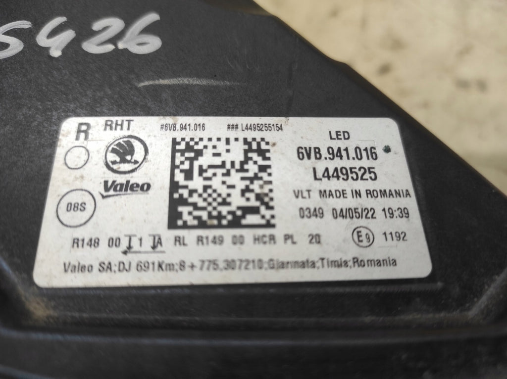 Frontscheinwerfer Skoda Fabia IV 6VB941016 Rechts Scheinwerfer Headlight SCH3435068607km