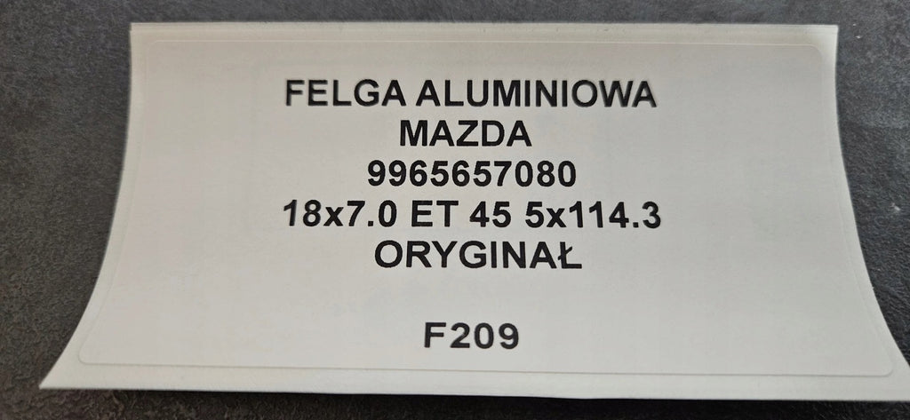 1x Alufelge 18 Zoll 7.0" 5x114.3 45ET 9965657080 Mazda Rim Wheel