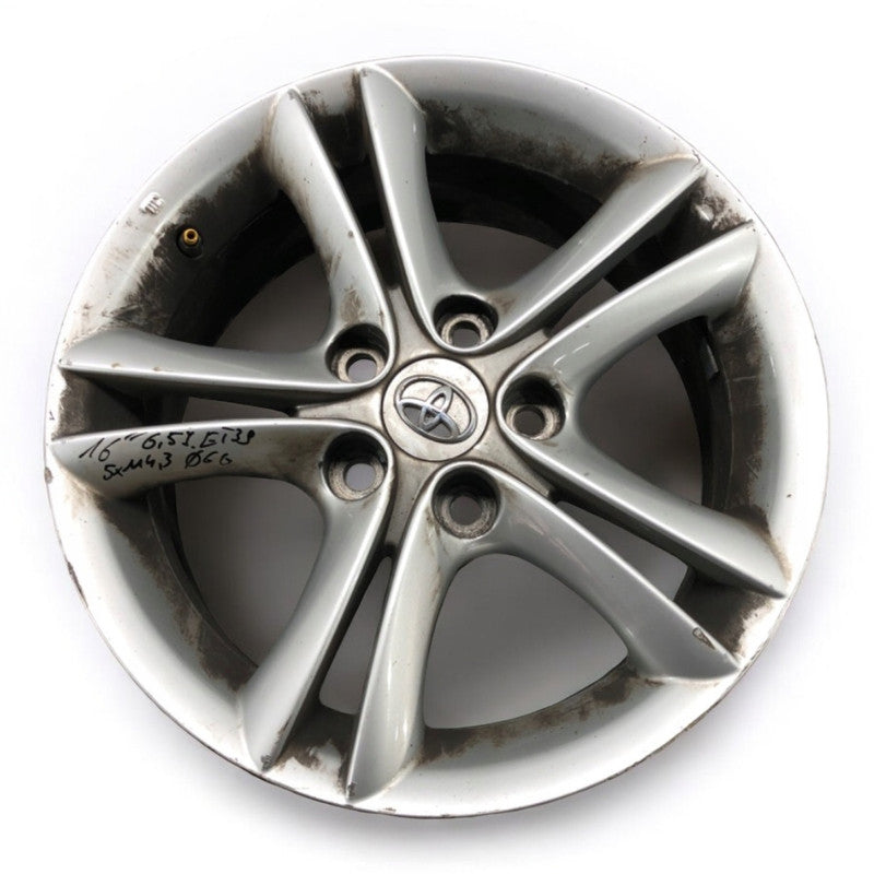 1x Alufelge 16 Zoll 6.5" 5x114.3 39ET Glanz Silber PZ474-T0675-Z Toyota