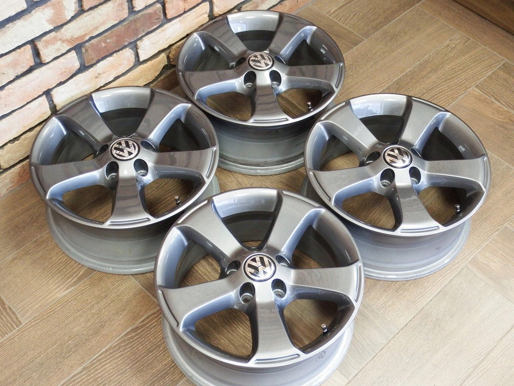 4x Alufelge 16 Zoll 6.5" 5x112 42ET Glanz Grau VW Scirocco Passat Rim Wheel FEL6965301818tz