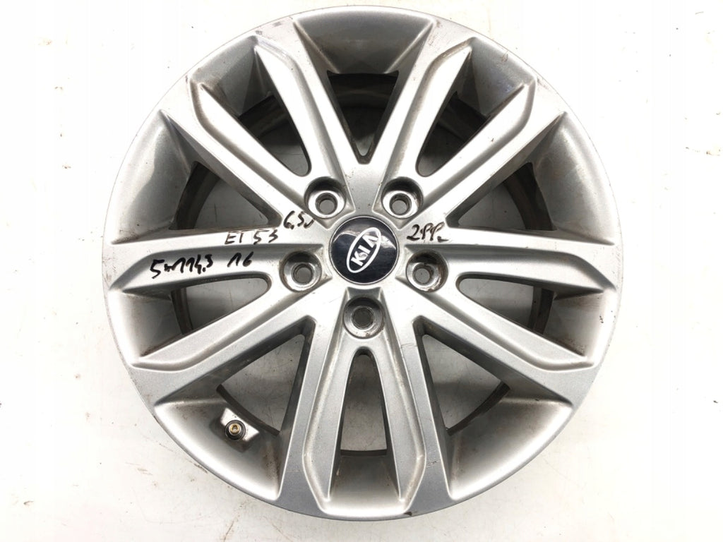 1x Alufelge 16 Zoll 6.5" 5x114.3 53ET Glanz Kia Rim Wheel