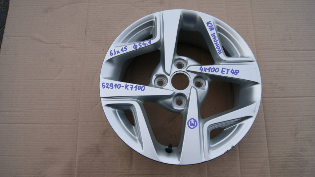 1x Alufelge 15 Zoll 6.0" 4x100 52910-K7100 Hyundai Rim Wheel FEL7422744743ny