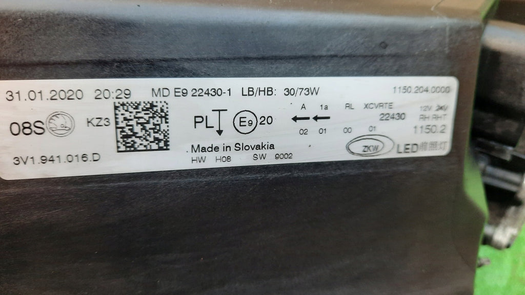 Frontscheinwerfer Skoda Superb III 3V1941016D Full LED Rechts Headlight