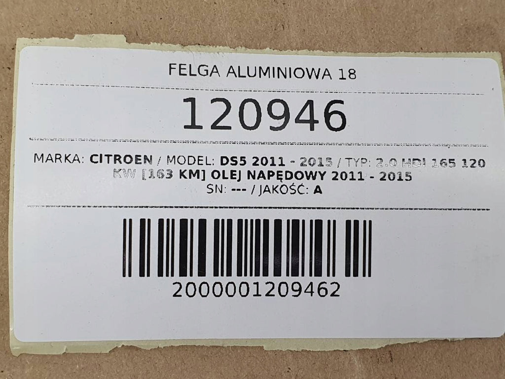 1x Alufelge 18 Zoll 8.0" 4x108 27ET Glanz Silber 9687902677 Citroën Ds5 FEL3952691350qz