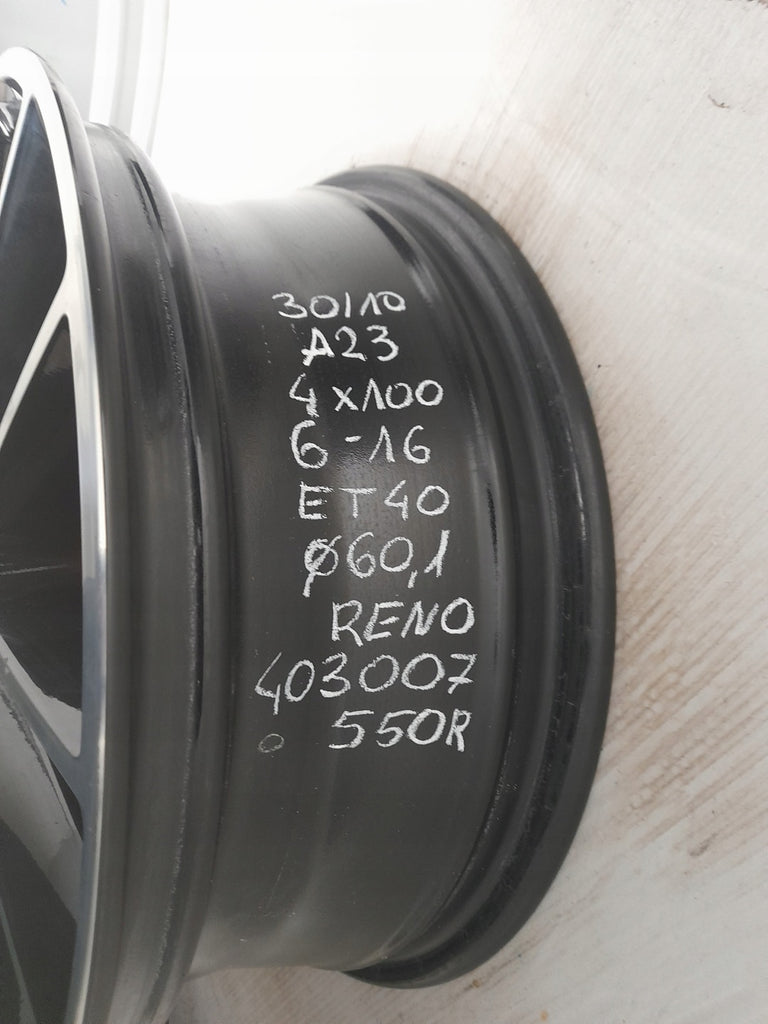 1x Alufelge 16 Zoll 6.0" 4x100 40ET Glanz Schwarz 403007550R Renault Rim Wheel FEL1142215669tj