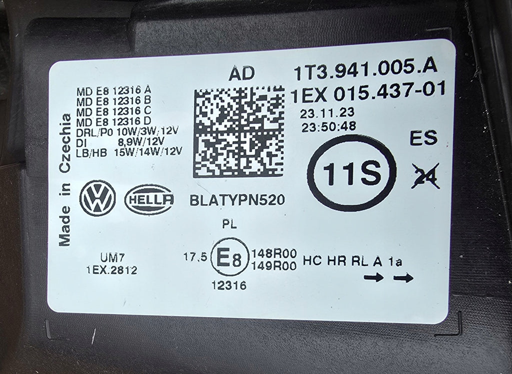 Frontscheinwerfer VW 1T3941005A LED Links Scheinwerfer Headlight SCH4690798310ae