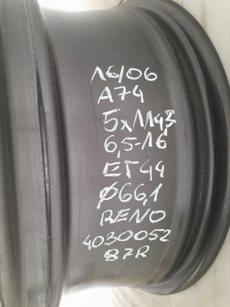 1x Alufelge 16 Zoll 6.5" 5x114.3 44ET Matt Schwarz 403005287R Renault Rim Wheel FEL5169521627ri