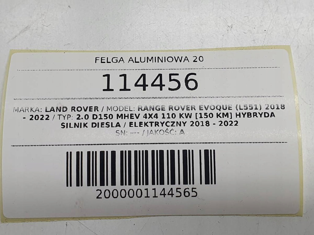 1x Alufelge 20 Zoll 8.0" 5x108 40ET Glanz Silber Land Rover Range Evoque L551 Ii FEL7682453141vg