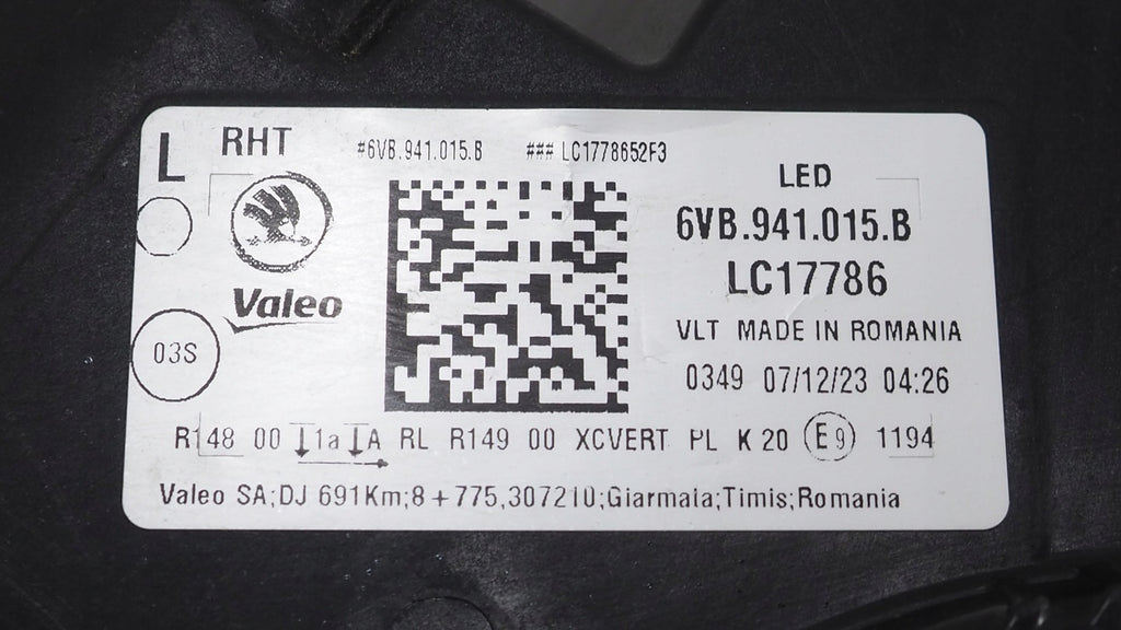 Frontscheinwerfer Skoda Fabia IV 6VB941015B Full LED Rechts oder Links SCH6524703395jt
