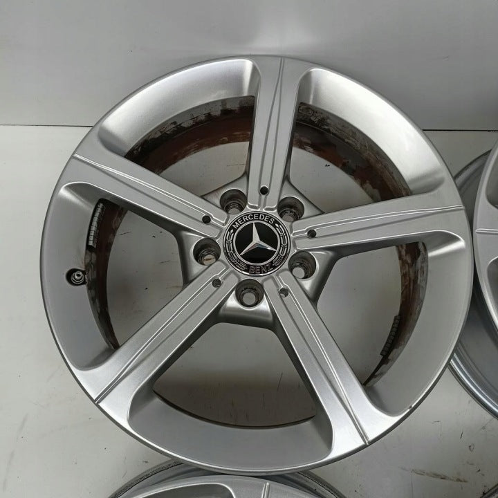 4x Alufelge 17 Zoll 6.5" 5x112 44ET Glanz Silber A1774011200 Mercedes-Benz Cla FEL8098311210be