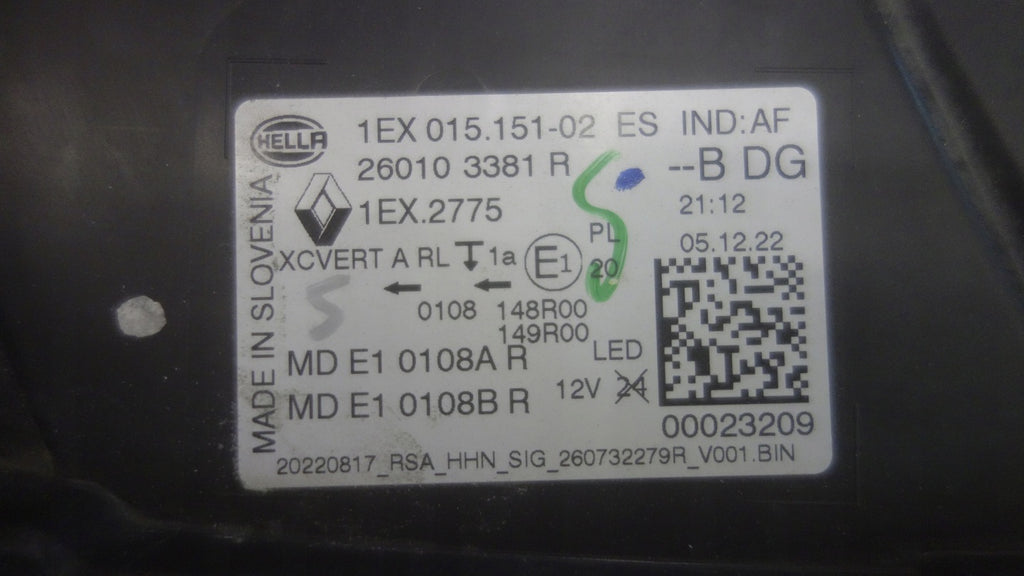 Frontscheinwerfer Renault 260103381R LED Rechts Scheinwerfer Headlight