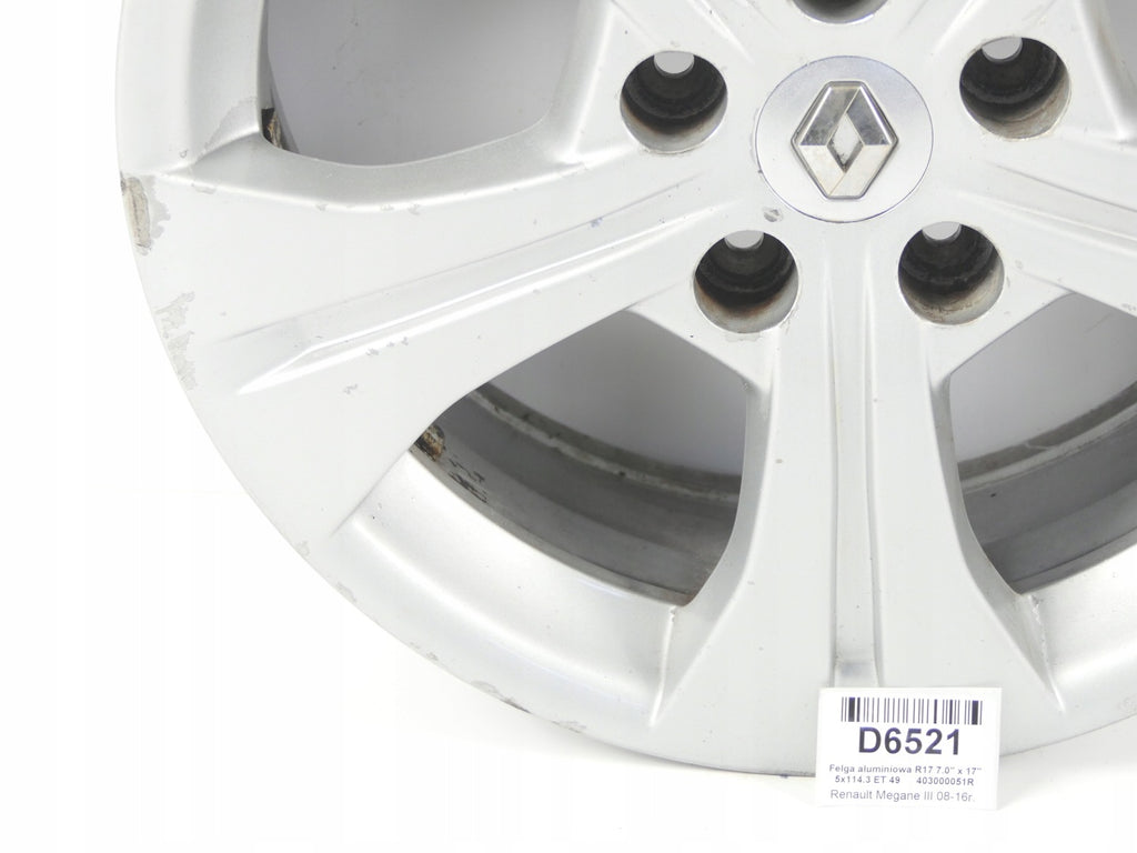 1x Alufelge 17 Zoll 7.0" 5x114.3 403000051R Renault Megane III 1 Scenic FEL7785994863rl