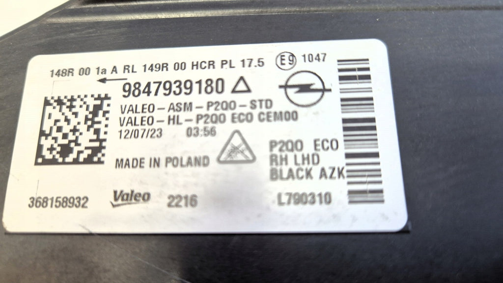 Frontscheinwerfer Opel Mokka 9847939180 Full LED Rechts Scheinwerfer Headlight SCH1144221044zk