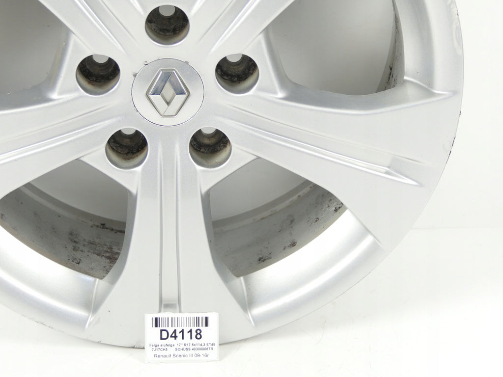 1x Alufelge 17 Zoll 7.0" 5x114.3 403000067R Renault Megane III 1 Scenic FEL8066892907ae