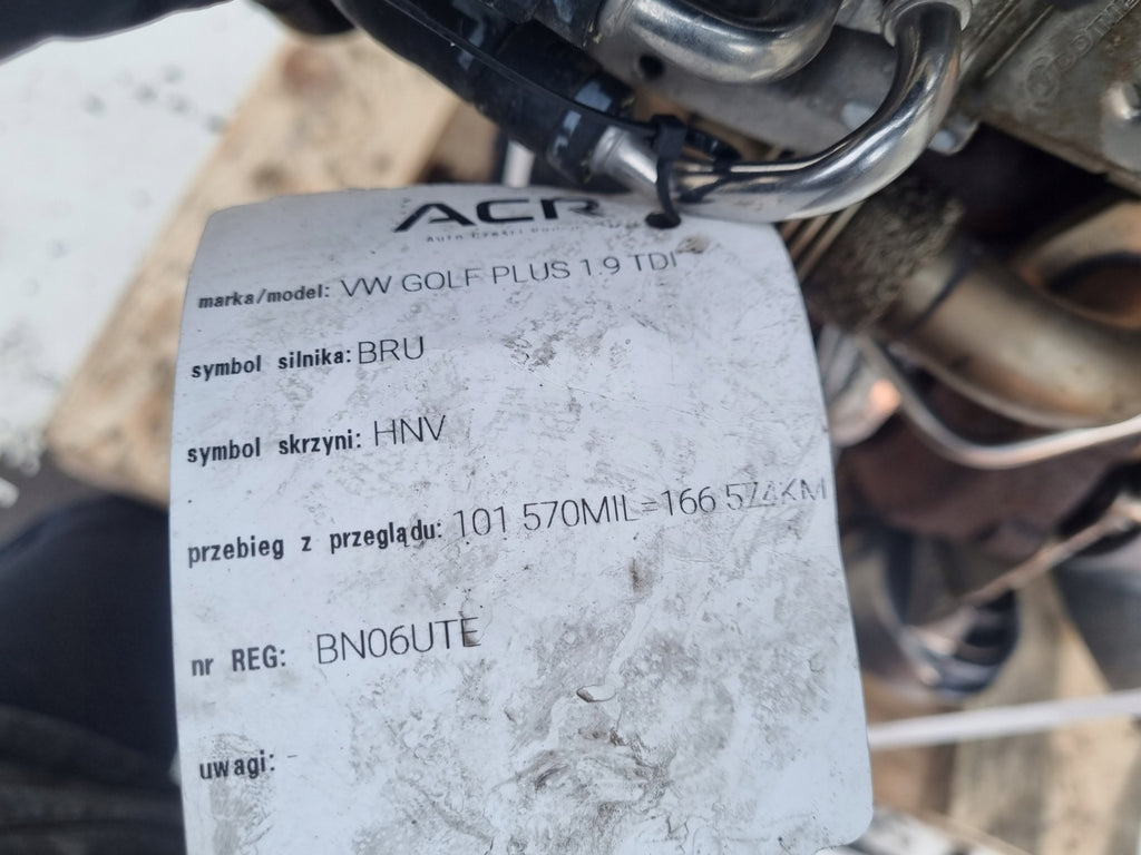 Motor VW Golf V BRU 1.9 TDI 90PS 66kW 166TKm 2003 Diesel Engine Komplett