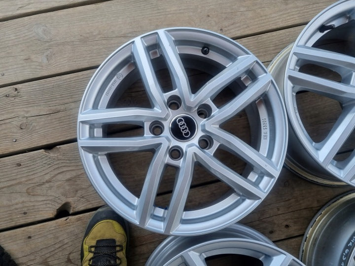 4x Alufelge 16 Zoll 6.5" 5x112 41ET Glanz Silber KBA53206 VW Rim Wheel FEL9154988124st